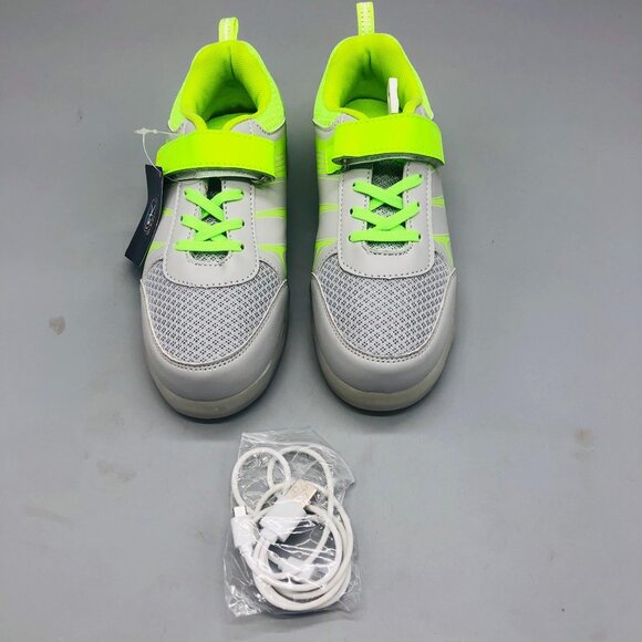 Gleam Kicks high top G65GG shoes LED light glow grey green lace kids 2.5 READ - Picture 2 of 13